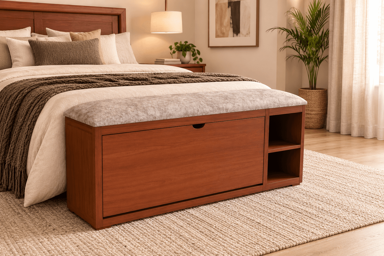 Pie de Cama Zapatera con Asiento Acolchado