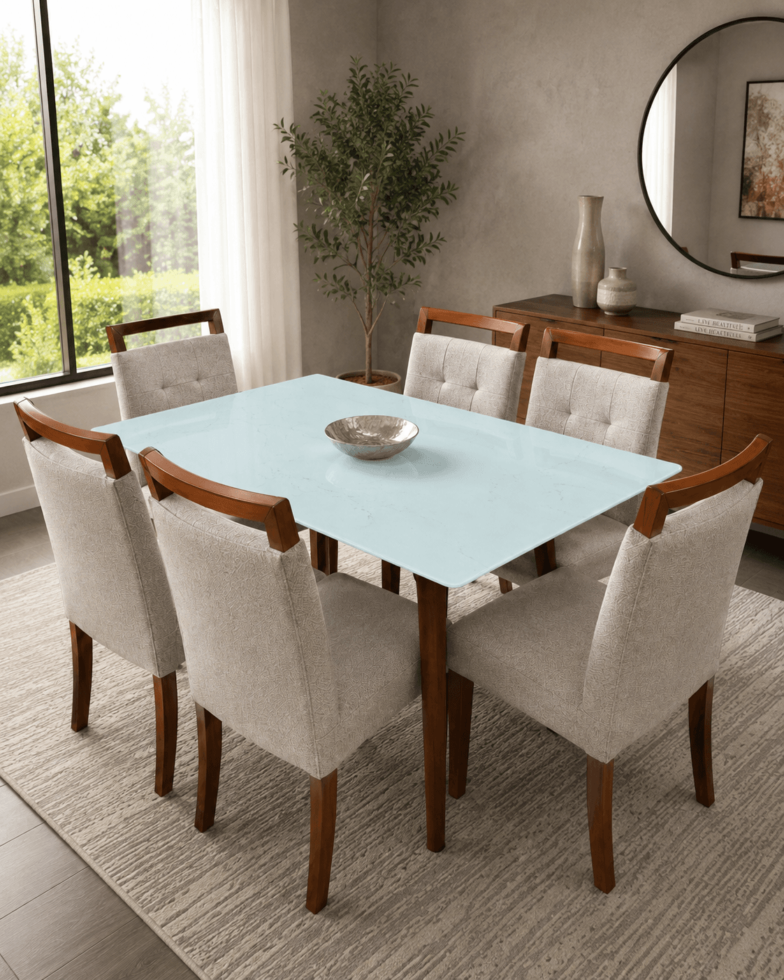 Comedor de 6 Puestos con Cubierta de Vidrio