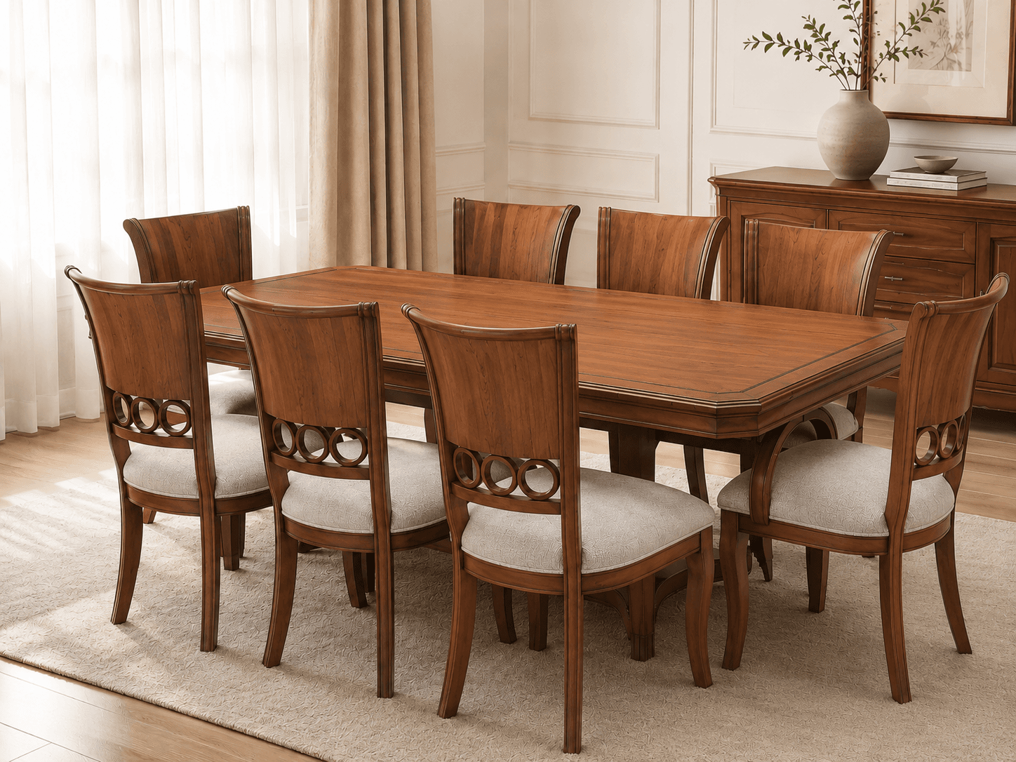 Comedor Clásico de 8 Puestos en Madera